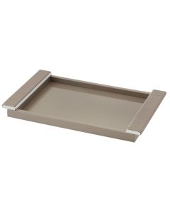 Circe Large Rectangular Lacquer Tray with Wrapped Leather on Chrome Handles