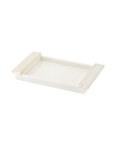 Circe Small Rectangular Lacquer Tray with Wrapped Leather on Gold Handles
