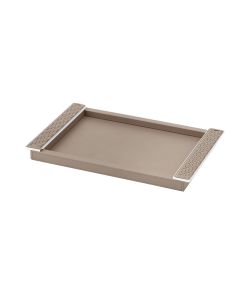 Circe Small Rectangular Tray with Braided Leather on Chrome Handles