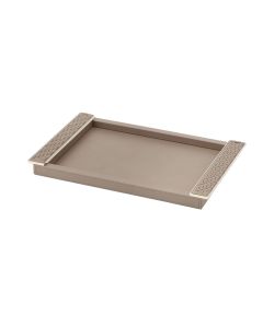 Circe Small Rectangular Tray with Braided Leather on Gold Handles