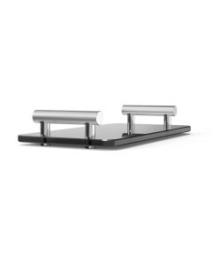 Decor Walther Club Rectangular Tray Black Glass with Chrome Details