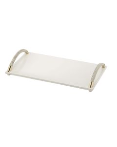 Dalia Lacquer Recangular Vanity Tray with Handwoven Curved Handles and Gold Details