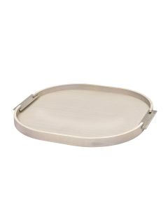 Dama Large Rounded Ashwood Tray with Brushed Nickel Handles