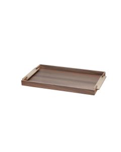 Dama Small Rectangular Walnut Tray with Antique Brass Handles