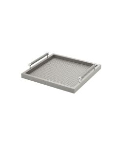 Diana Handwoven Square Tray with Handwoven Leather Handles and Chrome Details