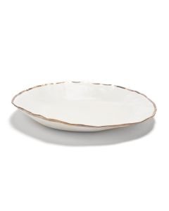 Extra Large Serving Bowl, Yellow Gold Rim