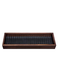 Febe Lines Long Macassar Ebony Rectangular Tray with Quilted Striped Leather