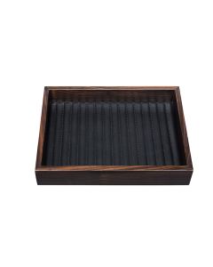 Febe Lines Small Macassar Ebony Rectangular Tray with Quilted Striped Leather