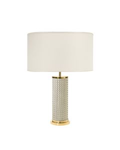 Flavia Handbraided Table Lamp with Ivory Body and Gold Detail