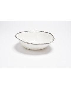 Large Serving Bowl, White Gold Rim