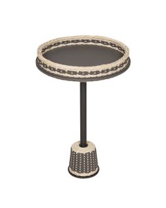 Pigment France Matisse Leather + Rattan Side Table Large