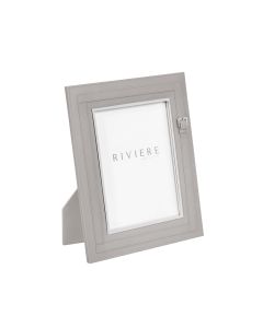 Mila Large Leather Picture Frame with Belt Decoration and Chrome Metal Trim