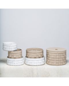 Mondina Round Basket Low Small + Lid