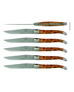 Precious Woods Steak Knives: Juniper Handles, Matte (Set of 6)