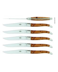Precious Woods Steak Knives: Juniper Handles, Shiny (Set of 6)