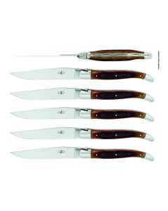 Precious Woods Steak Knives: Oak Handles, Shiny (Set of 6)