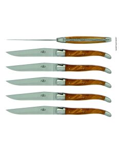 Precious Woods Steak Knives: Olivewood Handles, Matte (Set of 6)