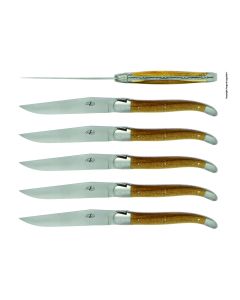 Precious Woods Steak Knives: Pistachio Handles, Matte (Set of 6)
