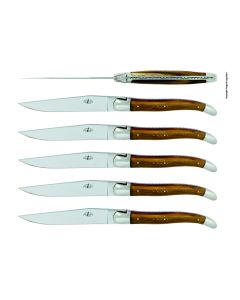 Precious Woods Steak Knives: Pistachio Handles, Shiny (Set of 6)