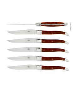 Precious Woods Steak Knives: Snakewood Handles, Matte (Set of 6)
