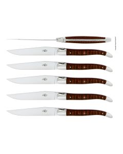 Precious Woods Steak Knives: Snakewood Handles, Shiny (Set of 6)