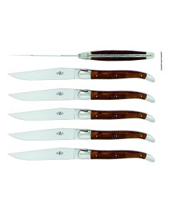 Precious Woods Steak Knives: Thuya Handles, Shiny (Set of 6)
