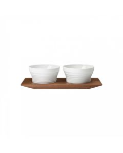 Set of 2 Pulse Bowls on Wood Tray