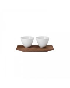 Set of 2 Velvet Bowls on Wood Trayt