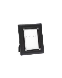 Thea No. 1 Medium Leather Picture Frame with Braided Trim and Chrome Details