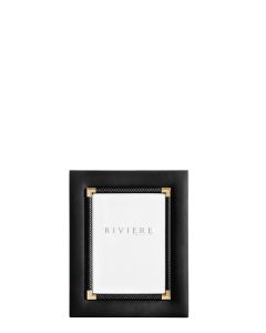 Thea No. 1 Medium Leather Picture Frame with Braided Trim and Gold Details