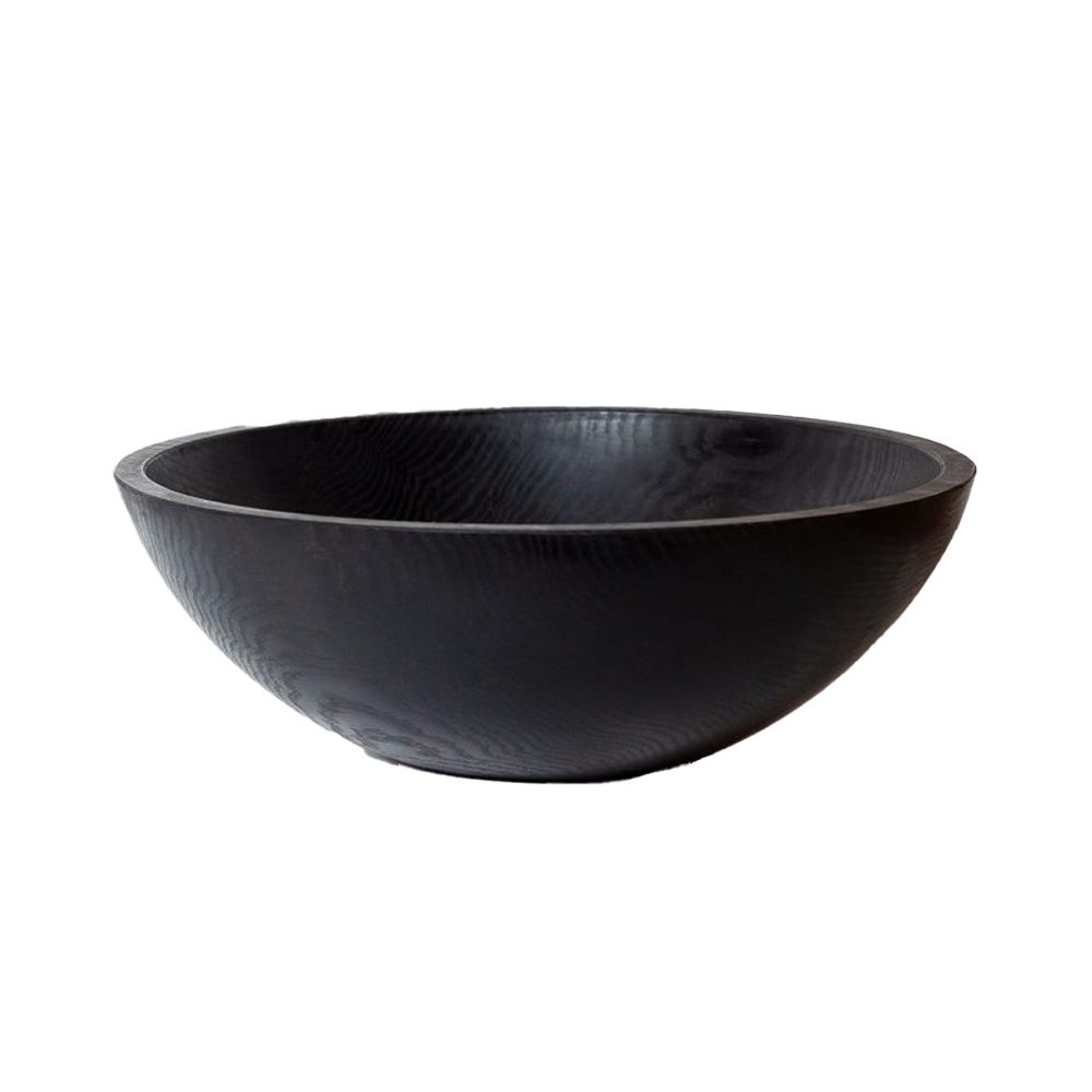 Black Ebonized Oak Round Bowl