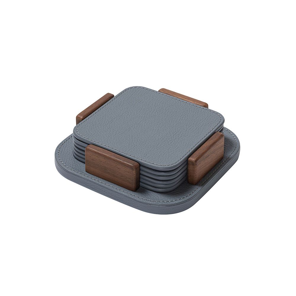GioBagnara x Poltrona Frau Leather Coasters Set of 6 and Holder